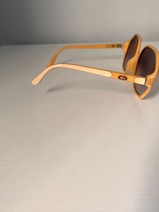 Vintage Christian Dior Oversize Sunglasses, Rounded Octagonal Cream Frames